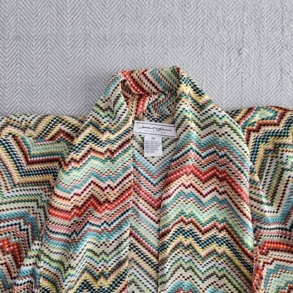 Jamie Nicole Open Front Blouse 2XL Chevron Stripes Flowy Angel Wings Sleeves - Picture 5 of 12